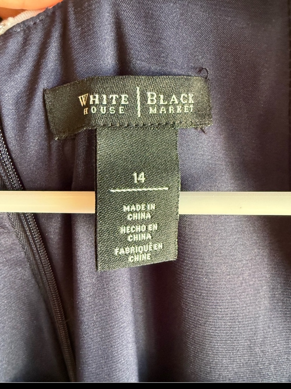 White House Black Market sleeveless sheath dress in officer blue with white trim - Picture 9 of 10